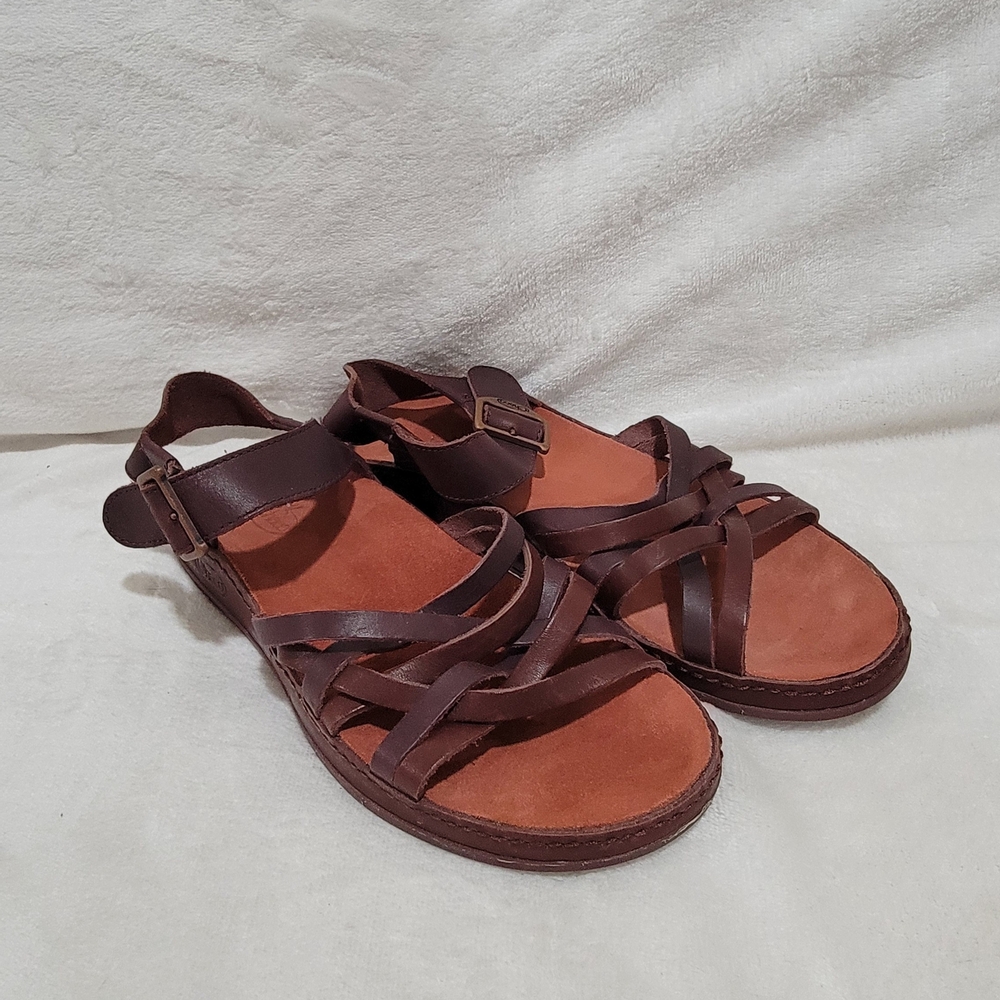 Womens 6 Chaco Fallon Java Brown Leather Strappy … - image 1